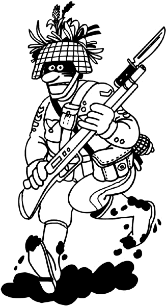 Soldier in battle dress vinyl sticker. Customize on line. Wars and Terrorism 097-0196